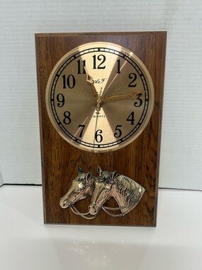 Vintage AF Quartz Horse Wood  Equestrian Decor Wall Clock